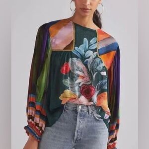 Anthropologie Large - Bl-nk London Miranda Peasant Blouse in Holly $128 retail